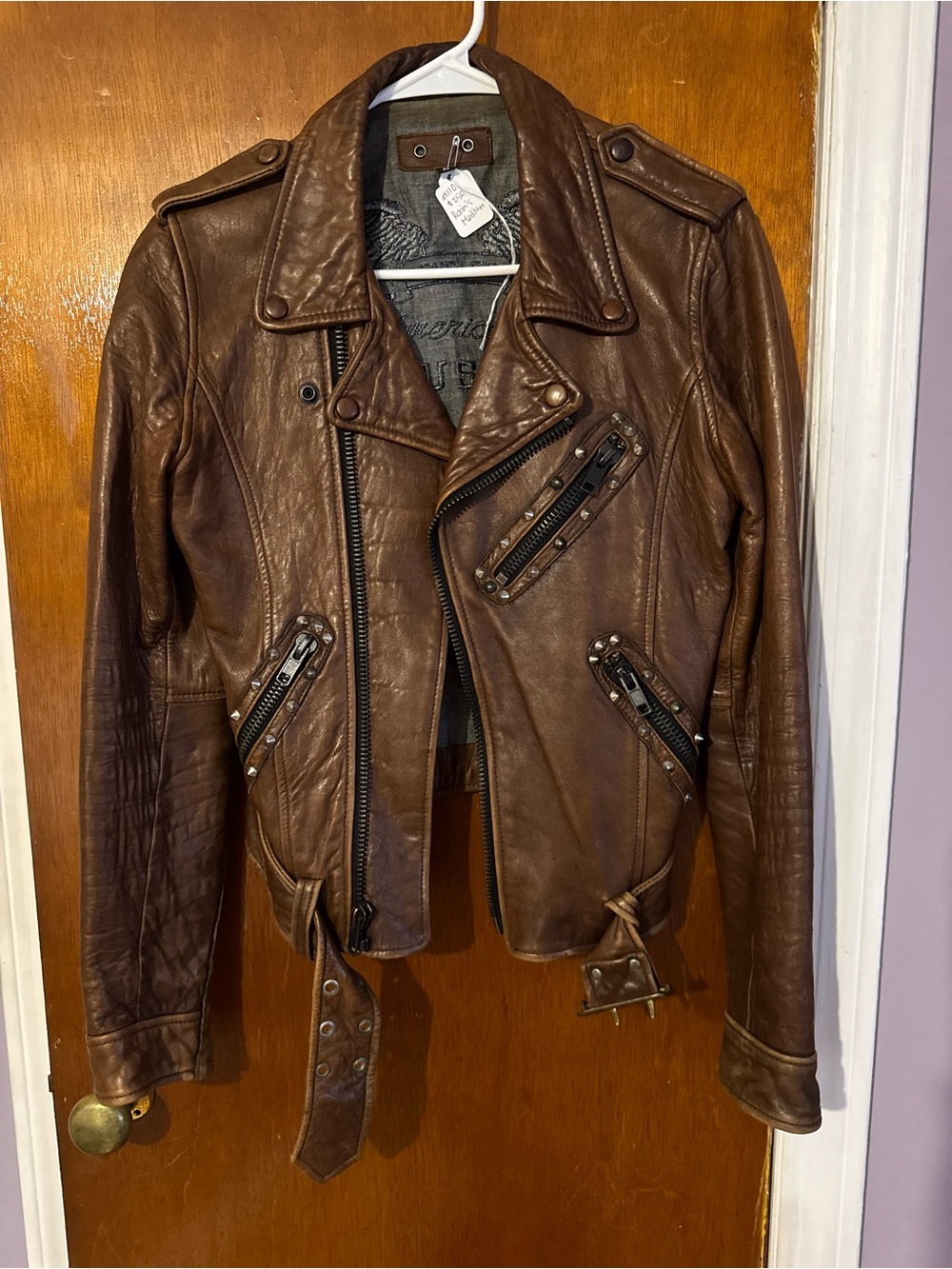 Women’s Brown Leather Moto Jacket - Classic Biker Style Robin’s Jeans